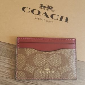 Wine Red Coach Card Wallet